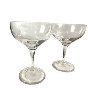 2 Crystal Champagne Cocktail Glasses Simple Elegance Wedding Toast Celebration